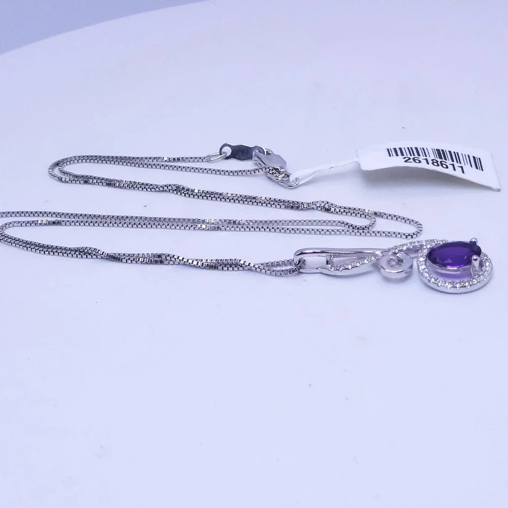 Chuck Clemency Sterling Silver 925 Purple Amethyst & White Topaz 18